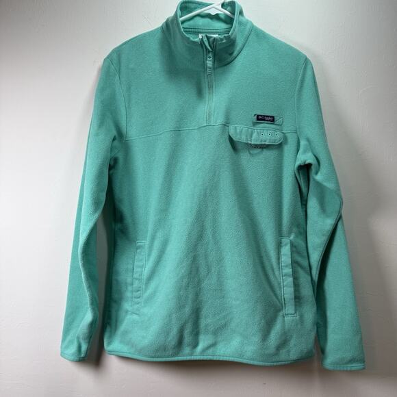 Columbia PFG Women's Turquoise Blur Fleece Pullover Sz Medium Sweatshirt - Picture 1 of 11